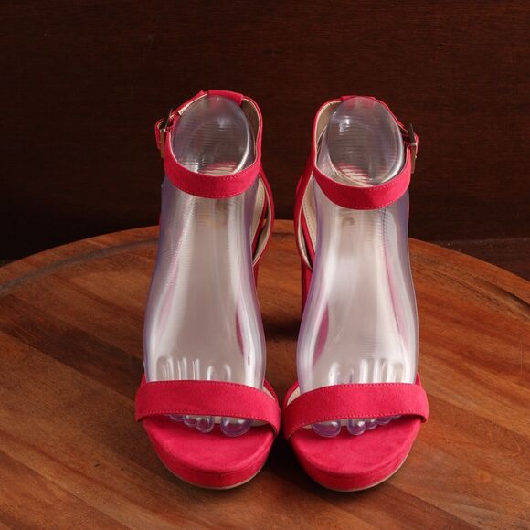 Sam Edelman Circus Heels Womens SZ 8.5 Pink Strappy Ankle Wrap Shoes Barbiecore - Picture 2 of 14